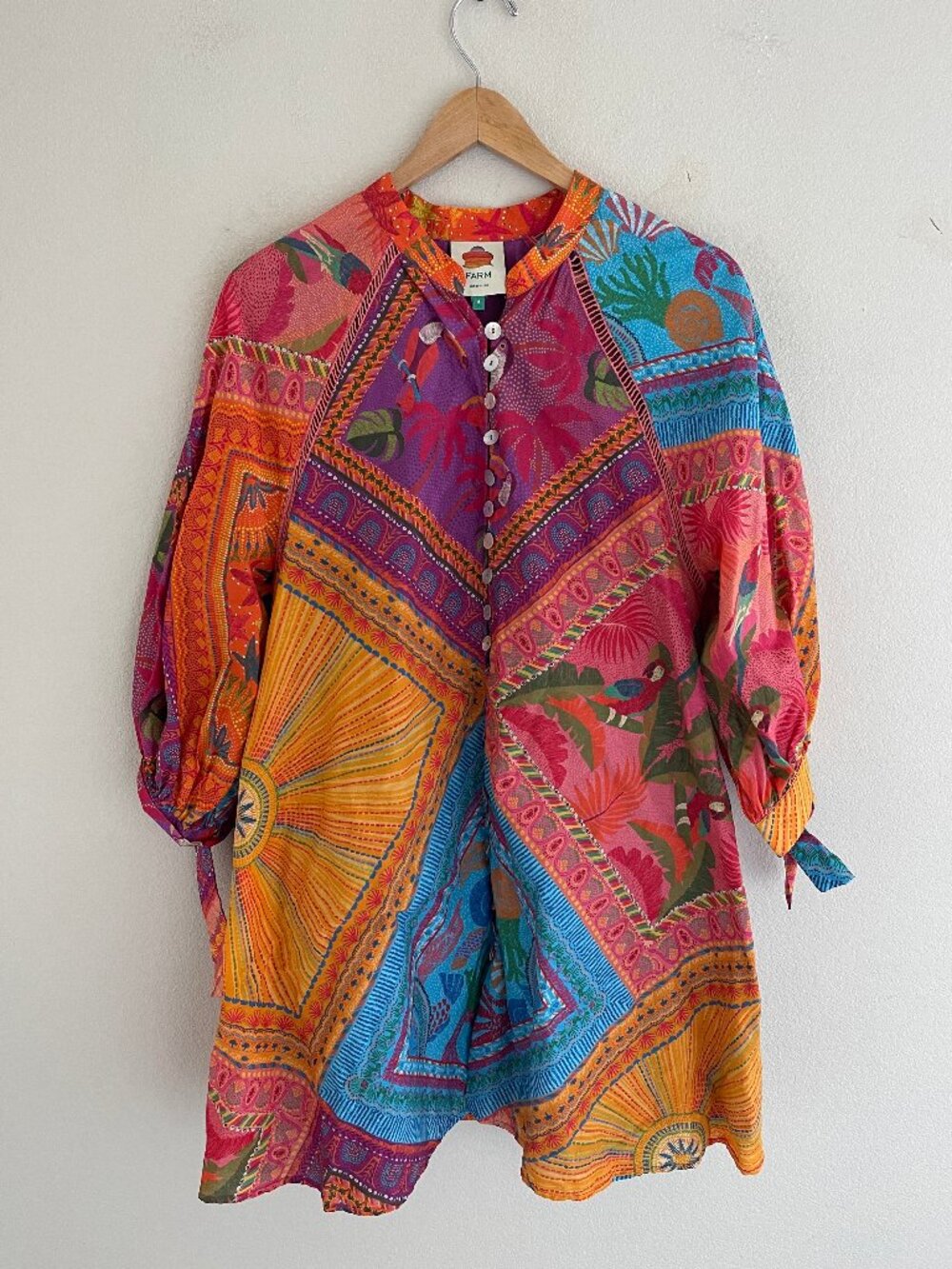 FARM RIO Colorful Parrot, Starfish and Geometric Print Short Dress: NWOT! SMALL